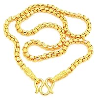 Men's Chain 22K 23K 24K Thai Baht Yellow Gold Plated Necklace 26 inch 78 Grams 6 mm Jewelry