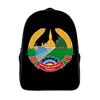 National Emblem of Laos 16 Inch Backpack Adjustable Strap Daypack Double Shoulder Backpack Business Laptop Backpack for Hiking Travel