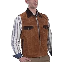 Scully Mens Cafe Brown Leather Western Zip Vest