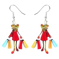 DOWAY Acrylic Funny Cartoon Frog Earrings Dangle Novelty Frog Jewelry for Women Girls Charm Gift