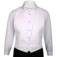 White Cotton Pique Tuxedo Openback(backless) Vest, with White Pique BowTie