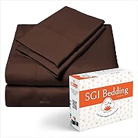 SGI 500 TC 100% Egyptian Cotton Bed Sheets, Luxurious Soft for Premium Hotel Quality 4Pc Sheet Set - 1 Fitted Sheet, 1 Flat Sheet & 2 Pillowcase 15