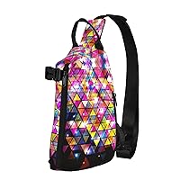 Colorful Geometric Triangle Print Cross Bag Casual Sling Backpack,Daypack For Travel,Hiking,Gym Shoulder Pack