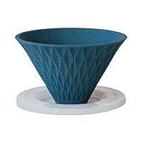 Kofil 13904301 Flow Flow Corrugated Ceramic Coffee Filter Dripper with Dedicated Base Peacock Green Green Made in Japan