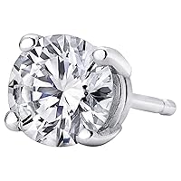Peora 1/10 to 1/2 Carat Lab Grown Diamond Single Round Stud Earring for Men in 14K White or Yellow Gold, F-G Color, SI-I Clarity, 4 Prong Solitaire, Friction Back