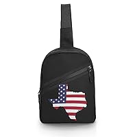 Texas Map with American Flag Foldable Sling Backpack Travel Crossbody Shoulder Bags Hiking Chest Daypack