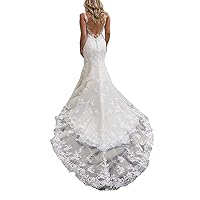 Women's Double V-Neck Corset Bridal Ball Gowns Train Long Lace Mermaid Wedding Dresses for Bride Plus Size