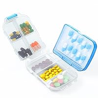 Travel 8 Compartments Pill Organizer,SZREDU Daily Foldable Pill Box 7 Days,Pill Container for Vitamins, Cod Liver Oil,Capsule,Supplements