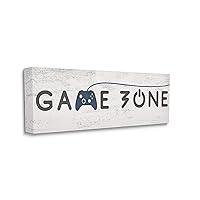 Game Zone Video Gamer Phrase Rustic Blue Controller, Designed by Daphne Polselli Canvas Wall Art, 10 x 24, Grey