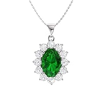 Diamondere Natural and Certified Oval Gemstone and Diamond Necklace in 14k Solid Gold | 1.31 Carat Pendant with Chain