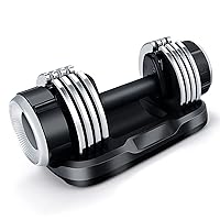 Adjustable Dumbbell, 5-25 lbs Single Dumbbell w/Anti-Slip Handle, PP Tray, 8 Weight Plates, Fast Weight Adjustment, Series Lock System, 5-in-1 Dumbbell Set, Black (FH10051UC)