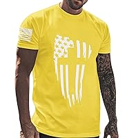 Men's Retro Independence Day Flag Cross Print T Shirt Comfortable Short Sleeve Elastic Soft Fashion T Shirt (,)