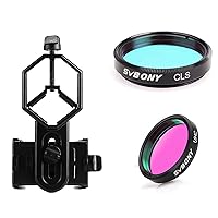 SVBONY Telescope Filter, 1.25 inches CLS Filter, Bundle with UHC Filter, and Universal Cell Phone Adapter Mount