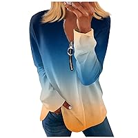 Half Zip Sweatshirt Women Casual Pullover Blouse Loose Fit Long Sleeve Tops Printed Trendy Athletic Shirt Sweatshirts