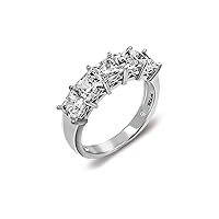 Amazon Collection Platinum-Plated Sterling Silver Infinite Elements Cubic Zirconia Princess-Cut 5 Stone Ring (3 cttw), Size 9