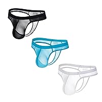 JOCKMAIL 3PCS/Pack Mens Thongs Underwear JockStrap Mens Bikini Underwear G-string Jockstraps for Men Ice Silk Underwear