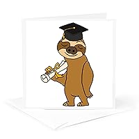 3dRose Funny Cute Sloth in Graduation Cap with Diploma Scroll - Greeting Card, 6 by 6-inch (gc_281435_5)