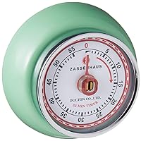 Magnetic Retro Kitchen Timer, Classic Mechanical Cooking Timer (Mint Green)