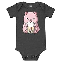 Year of The Pig Chinese New Year Boba Tea Bubble Milk Tea Baby Short Sleeve one Piece
