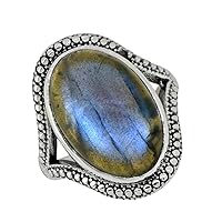 YoTreasure Labradorite Solid 925 Sterling Silver Ring Jewelry