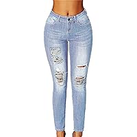 Women's Patchwork Hip Lift Slim Jeans Plaid Distressed Stretch Denim Pants Patch Ripped Boyfriend Skinny Jeans