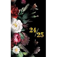 24-25: Pocket Calendar 2024-2025 for Purse, Small Size Monthly Planner , 2 Year Jan 2024 to Dec 2025, Floral Cover.