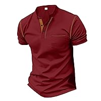 Mens Golf Shirt 2024 Summer Lapel Neck Short Sleeve 3 Button Polos Collared Plain Color Athletic Tees