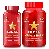 HAIRtamin Advanced Yummy Vegan Hair Vitamins for Faster Growth | Vegan Gummy Stars Hair Vitamins Non-GMO