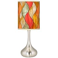 Flame Mosaic Giclee Droplet Table Lamp with Print Shade