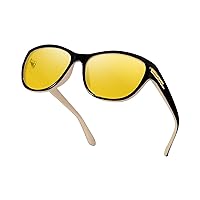 Night Vision Driving Glasses for Women, Polarized Anti Glare Yellow Tinted Lens Trendy Designer Nighttime Glasses