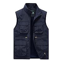 Mens Vests Winter Cargo Vest Outdoor Lightweight Multi-Pocketed Fishing Casual Travel Work Photo Vest Outerwear
