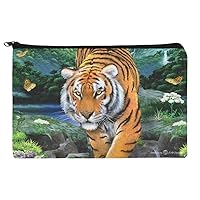 GRAPHICS & MORE Tiger Stalking at Sunset Butterflies Makeup Cosmetic Bag Organizer Pouch