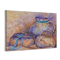 Abstract Still Life Vintage Abstract Pottery Pot Vase Poster Wall Art Paintings Canvas Wall Decor Home Decor Living Room Decor Aesthetic 24x32inch(60x80cm) Frame-style