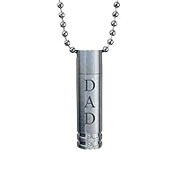Love to Treasure Dad Cylinder with Crystals Urn Pendant with Personalised Engraving - Memorial Ash Keepsake - Cremation Jewellery