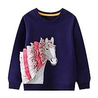 HOMAGIC2WE Toddler Girl Sweatshirt Kids Fall Casual Applique Pullover Cotton Adorable Long Sleeve Shirt Tops