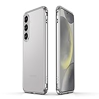 qichenlu Ultra Slim Gaming Case Silver Metal Bumper Designed for Samsung Galaxy S24 Plus,【Rapid Heat Dissipation】 Lightweight CNC Aluminum Frame with Inner Sponge, with Camera Cover