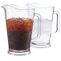 US Acrylic 64oz Bistro Clear Pitcher | Set of 2 Beer Pitchers | Reusable, BPA-free, Made in the USA, Indoor and Outdoor Pitcher Set for Water, Lemonade, Juice, Soda Pop, and Beer