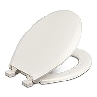 Centoco Round Toilet Seat Soft Close, Closed Front with Cover, Plastic, Made in the USA, 3700SC-416, Biscuit