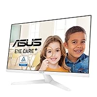 ASUS VY279HE-W 27” 1080P Monitor - White, Full HD, 75Hz, IPS, Adaptive-Sync/FreeSync, Eye Care Plus, Color Augmentation, Rest Reminder, HDMI, VGA, Frameless, VESA Wall Mountable