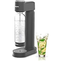PHILIPS Sparkling Water Maker Soda Maker Machine for Home Carbonating with BPA free PET 1L Carbonating Bottle, Compatible with Any Screw-in 60L CO2 Exchange Carbonator(NOT Included), Grey Plastic