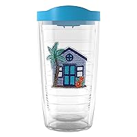 Tervis Made in USA Double Walled Beach House Retreat Collection Insulated Tumbler Cup Keeps Drinks Cold & Hot, 16oz, Curacao House