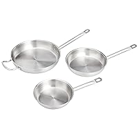 Amazon Basics 3-Piece Stainless Steel Aluminum-Clad Fry Pan Set with 8