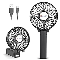 VersionTECH. Portable Handheld Fan, Travel & Camping Essentials Small Desk Fans, Mini Personal Accessories with USB Rechargeable Battery Operated Cooling Electric for Office Room Household Black