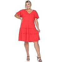 Women's Plus Size Short Sleeve V-Neck Tiered Dress