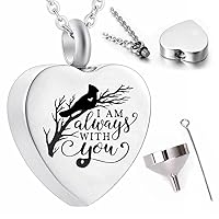 Cremation Jewelry Urn Necklace for Ashes keepsake Small bird ashes holder Memorial human or pet -with funnel filling tool - I am always with you