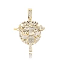 Iced Out Gun Pendant 18K Gold Palted Copper Pendant Hip Hop Bling CZ Micropave Simulated Diamond Necklace for Men Women Charm Jewelry with Stainless Steel Rope Chain