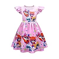 Kitty Cat Dress Casual School Outfits, 3-8Years
