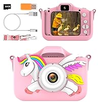 Kids Camera for Girls Boys Toddlers Childrens Age 3-8 Digital Selfie with 64GB Card for Son Daughter Grandson Granddaughter Christmas Birthday Gifts