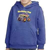 Monster Truck Birthday Toddler Pullover Hoodie - Birthday Boy Sponge Fleece Hoodie - Graphic Art Hoodie for Kids