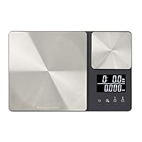 KQ909 Dual Platform Digital Kitchen and Food Scale, 11 pound capacity and Precision 16oz capacity, Black with Stainless Steel